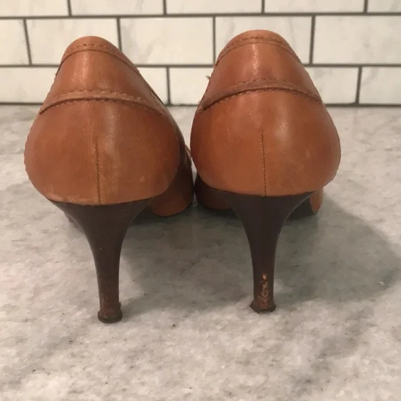 Lauren Ralph Lauren Pumps Womens 7.5 Brown Leather Esme Penny Loafer Heels - Picture 7 of 10